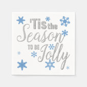 Serviette En Papier Noël C'est la saison Snowflake Blue Silver (Devant)
