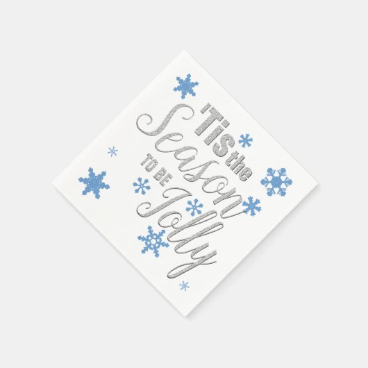 Serviette En Papier Noël C'est la saison Snowflake Blue Silver (Coin)