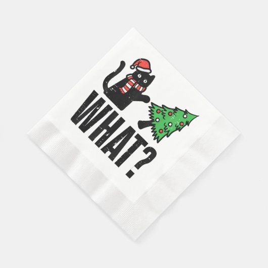 Serviette En Papier Noël Chat Tipping Xmas Tree Drôle (Coin)