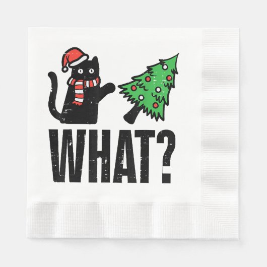 Serviette En Papier Noël Chat Tipping Xmas Tree Drôle (Devant)