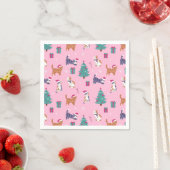 Serviette En Papier Noël Chats et arbres Motif de vacances (En situation)