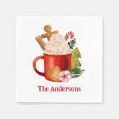 Serviette En Papier Noël Chaud cacao Cookie Vacances Boisson (Devant)