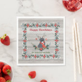 Serviette En Papier Noël Chien-taureau français Antlers & Rustic Green (En situation)