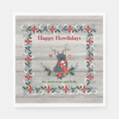 Serviette En Papier Noël Chien-taureau français Antlers & Rustic Green (Devant)