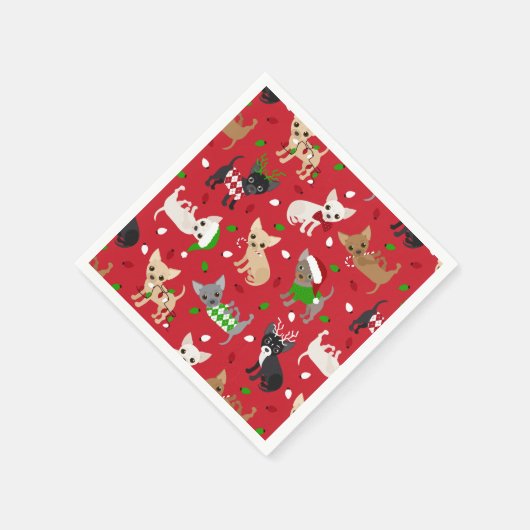 Serviette En Papier Noël Chihuahua Tous les manteaux (Coin)