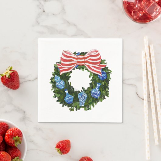 Serviette En Papier Noël Chinoiserie Wreath, Ginger Jar Holiday (En situation)