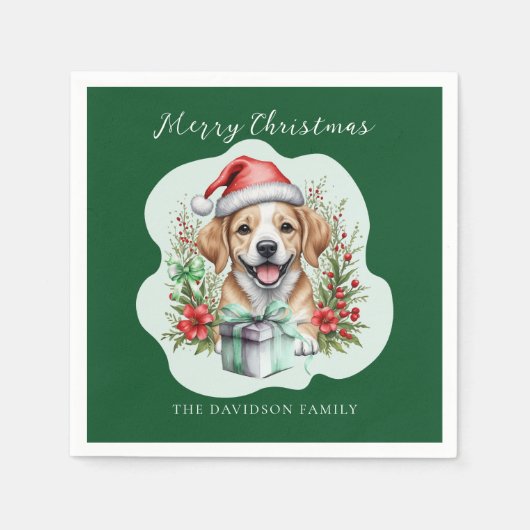 Serviette En Papier Noël Chiot Mignon (Devant)