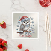 Serviette En Papier Noël Chouette Vacances Napkin (En situation)