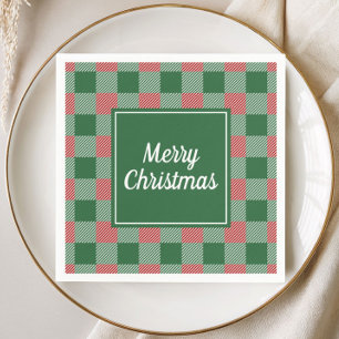 Serviette En Papier Noël classique à carreaux verts et rouges