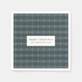 Serviette En Papier Noël classique bleu Tartan Plaid (Devant)