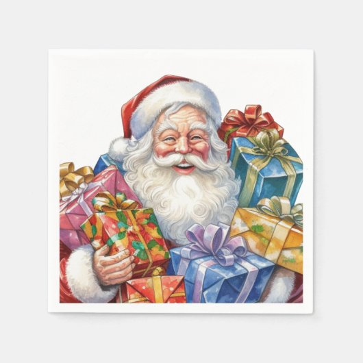 Serviette En Papier Noël classique de Jolly Santa Claus (Devant)