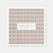 Serviette En Papier Noël Classique Tartan Beige Plaid (Devant)