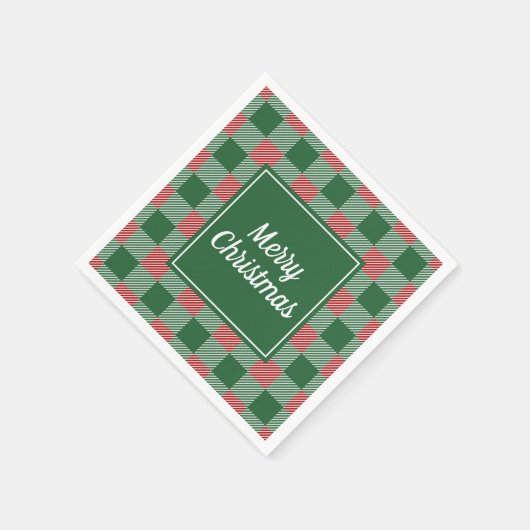 Serviette En Papier Noël Classique Vert Et Rouge Plaid (Coin)