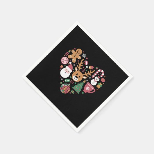 Serviette En Papier Noël Coeur Amour Icônes Fêtes Noël Père Noël (Coin)