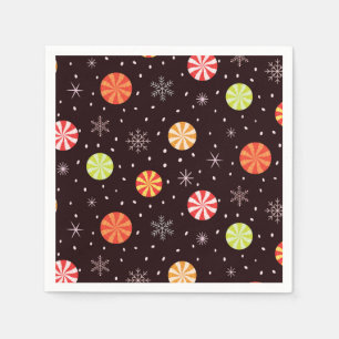 Serviette En Papier Noël Coloré Bonbons et Flocons de Neige
