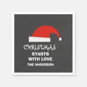 Serviette En Papier Noël Commence Avec L'Amour Famille Personnalisée
