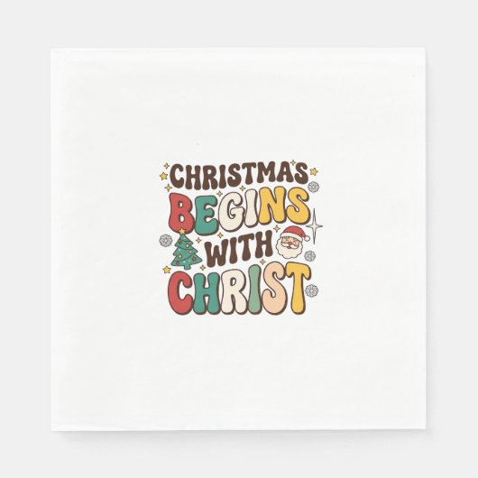 Serviette En Papier Noël Commence Avec Le Christ Décoration d'Arbre de (Devant)