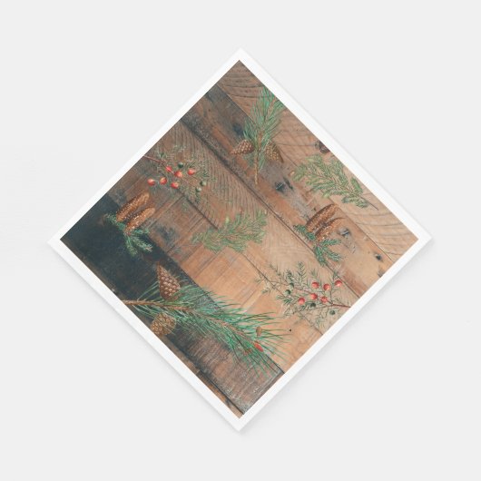 Serviette En Papier Noël Conifères rustiques Bois de pin (Coin)