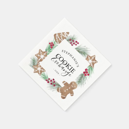 Serviette En Papier Noël Cookie Exchange Party (Coin)