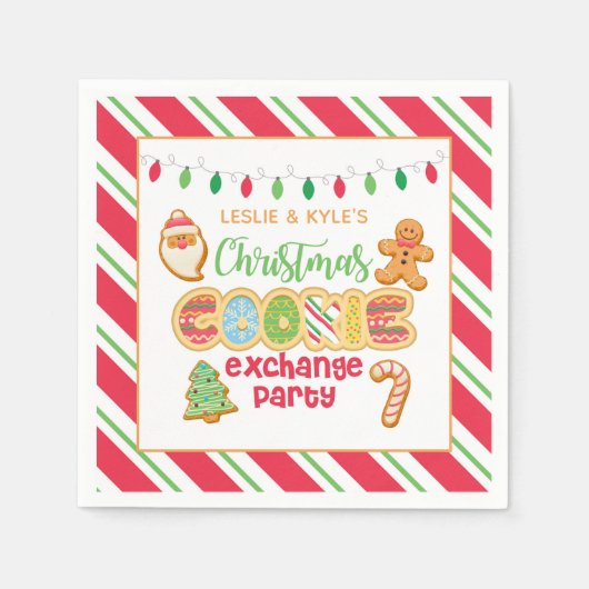 Serviette En Papier Noël Cookie Exchange Party Napkin - Blanc Bkd (Devant)