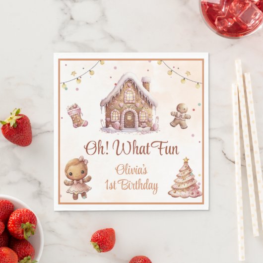 Serviette En Papier Noël Cookie rose fête d'anniversaire (En situation)