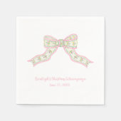 Serviette En Papier Noël Coquette Pink Green Bow Naples (Devant)