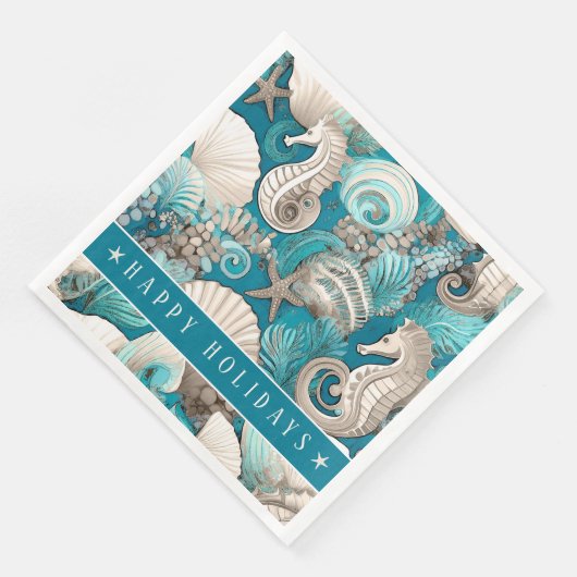 Serviette En Papier Noël côtier Bold Motif hippocampe #4 ID1009 (Coin)