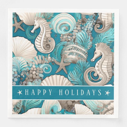 Serviette En Papier Noël côtier Bold Motif hippocampe #4 ID1009 (Devant)