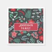 Serviette En Papier Noël coutume nom de famille fleur motif (Devant)