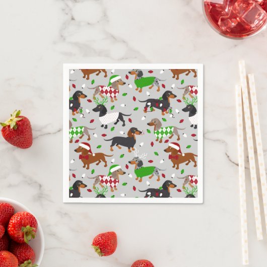 Serviette En Papier Noël Dachshund Tous les manteaux Napkins (En situation)