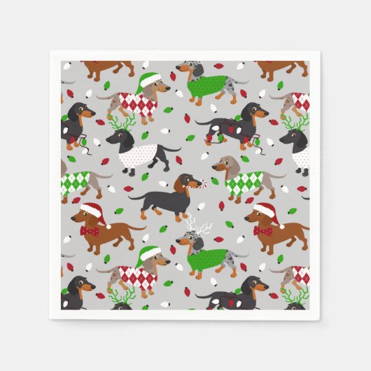 Serviette En Papier Noël Dachshund Tous les manteaux Napkins (Devant)