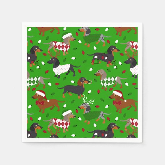 Serviette En Papier Noël Dachshund Tous les manteaux Napkins (Devant)