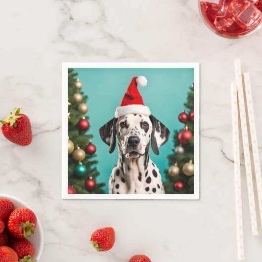 Serviette En Papier Noël dalmate (En situation)