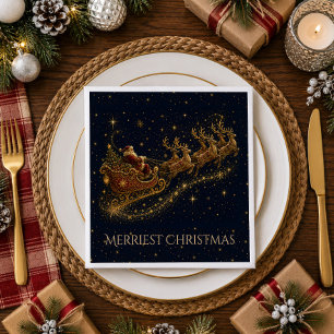 Serviette En Papier Noël dans les Étoiles Le Traîneau du Père Noël