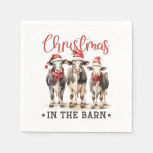 Serviette En Papier Noël dans les vaches rustiques de la grange à Sant