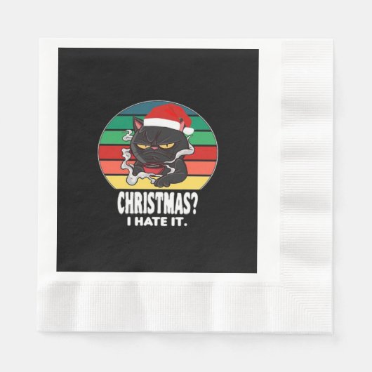 Serviette En Papier Noël de chat (Devant)