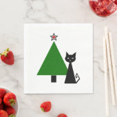 Serviette En Papier Noël de chat noir (En situation)