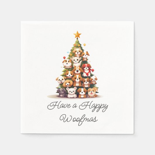 Serviette En Papier Noël de chien simple (Devant)