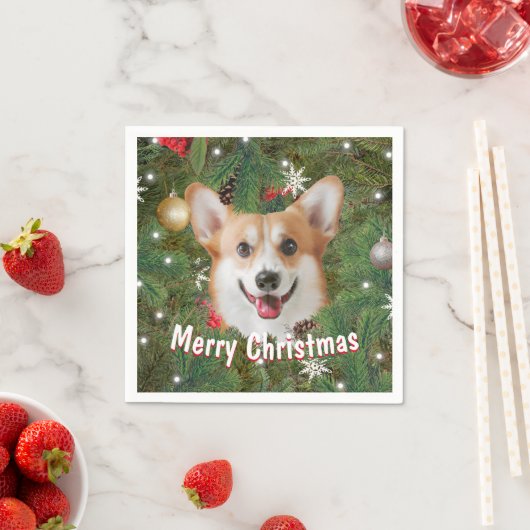 Serviette En Papier Noël de Corgi (En situation)