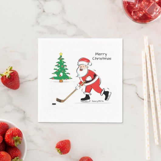 Serviette En Papier Noël de Hockey Père Noël (En situation)