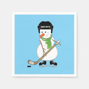 Serviette En Papier Noël de Hockey Snowman