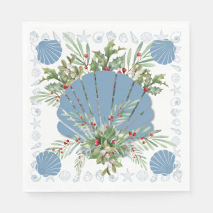 Serviette En Papier Noël de la côte du Coquillage bleu