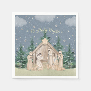 Serviette En Papier Noël de la crèche à l'aquarelle