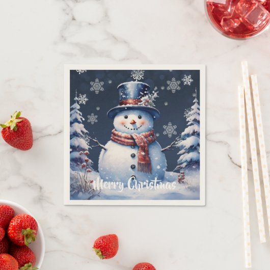 Serviette En Papier Noël de la forêt d'hiver (En situation)