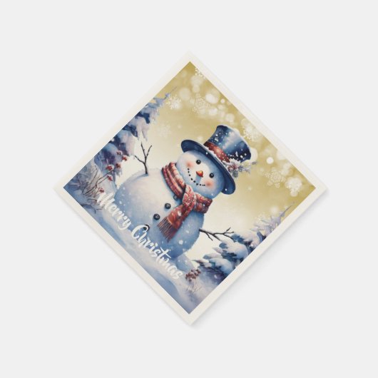 Serviette En Papier Noël de la forêt d'hiver | Or (Coin)