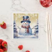 Serviette En Papier Noël de la forêt d'hiver | Or (En situation)