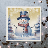 Serviette En Papier Noël de la forêt d'hiver | Or