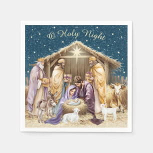 Serviette En Papier Noël de la Nativité à l'aquarelle