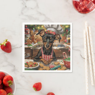 Serviette En Papier Noël de la pâtisserie de Pinscher allemand : Noël 