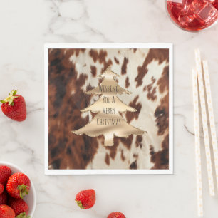 Serviette En Papier Noël de la vache Brown Western Cream